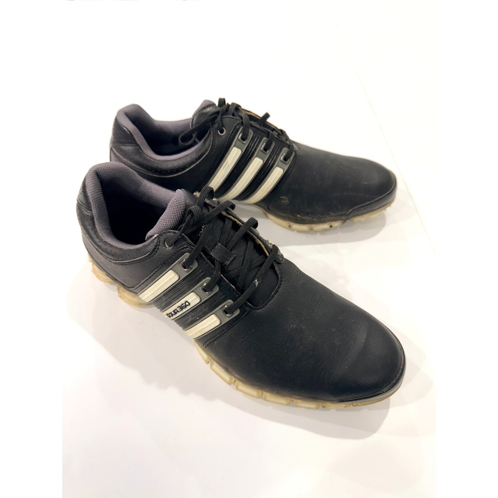 Adidas Tour 360 ATV Leather Golf Cleat Shoes Men's Size 10.5 Black White